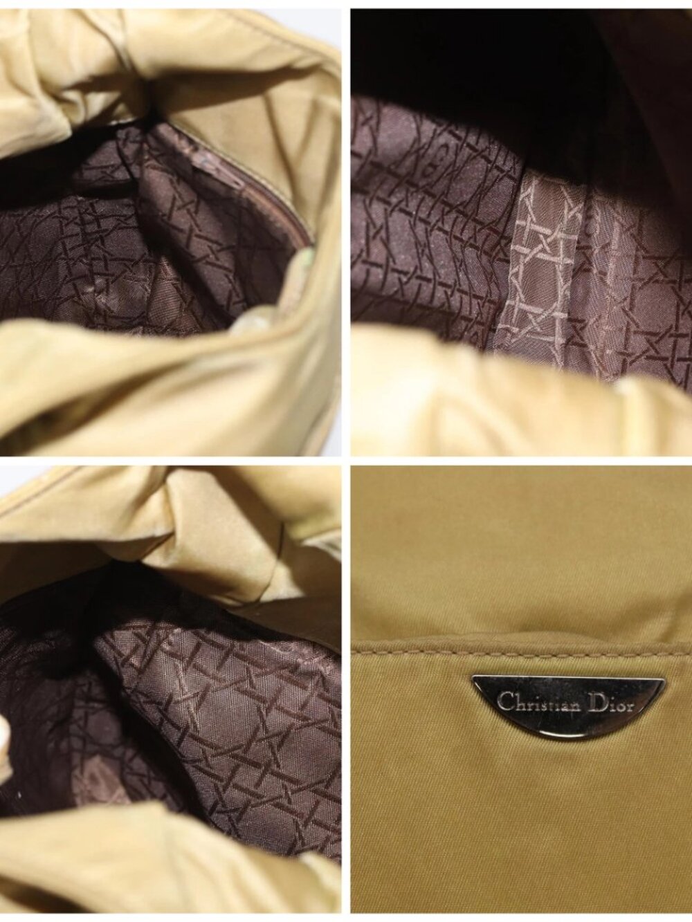 Christian Dior Maris Pearl Shoulder Bag Nylon Beige Silver Auth - Picture 15 of 16